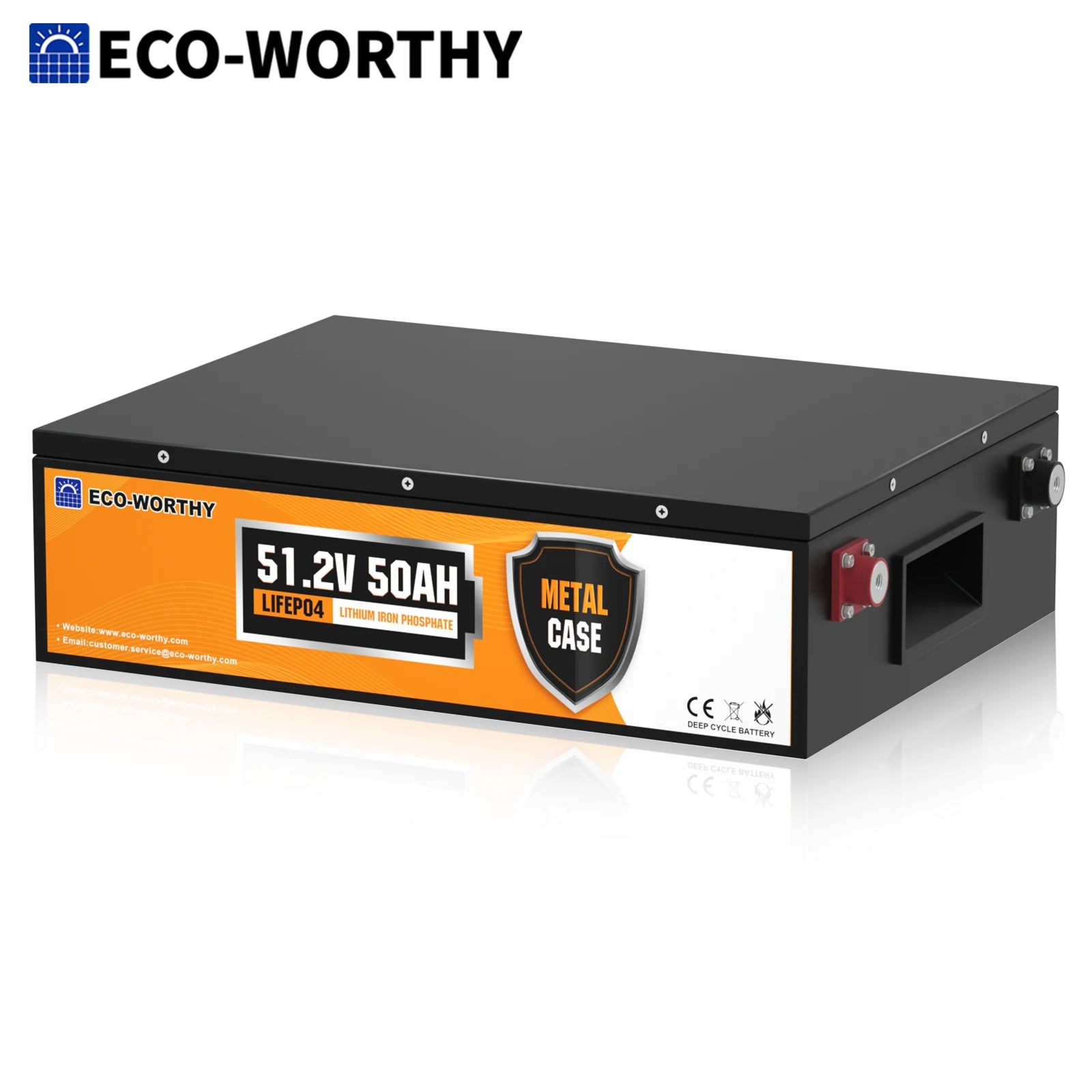 ECO-WORTHY 48V 50Ah Metal Case Lithium Battery,Built-in 50A BMS, Current for Strong Acceleration, Lightweight fo rGolf Cart